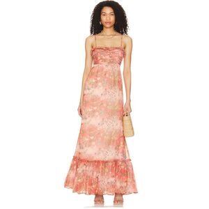 byTiMo Chiffon Strap Maxi Dress Women's XS Salmon Bright Field Sleeveless NWOT